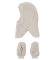 Name It Sæt - Elefanthue/Luffer - 2-lags - NmfMarla Teddy - Moon