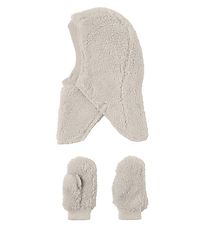 Name It Sæt - Elefanthue/Luffer - 2-lags - NmfMarla Teddy - Moon
