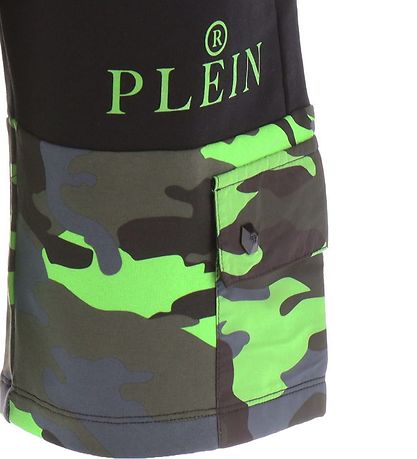 Philipp Plein Sweatshorts - Sort/Grøn Camouflage