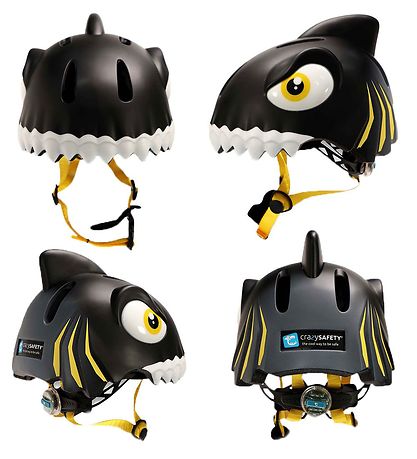 Crazy Safety Cykelhjelm m. Lys - Shark - Sort