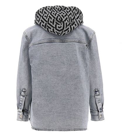 Versace Denimjakke m. Hætte - Blue Medium m. Gråmeleret/Sort