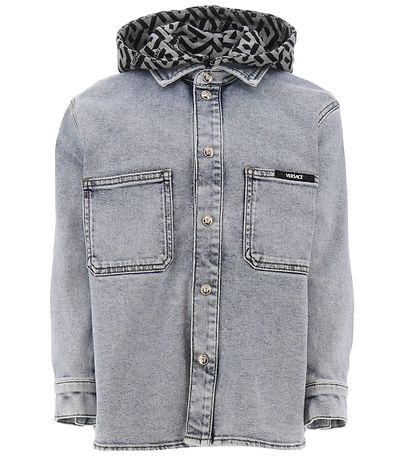 Versace Denimjakke m. Hætte - Blue Medium m. Gråmeleret/Sort
