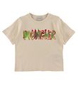 Moncler T-shirt - Beige m. Pink/Grøn