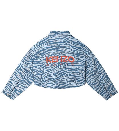Kenzo Denimskjorte - Cropped - Lyseblå m. Tigerstriber/Orange