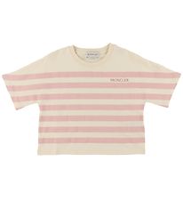 Moncler T-shirt - Cropped - Rosa/Cremestribet