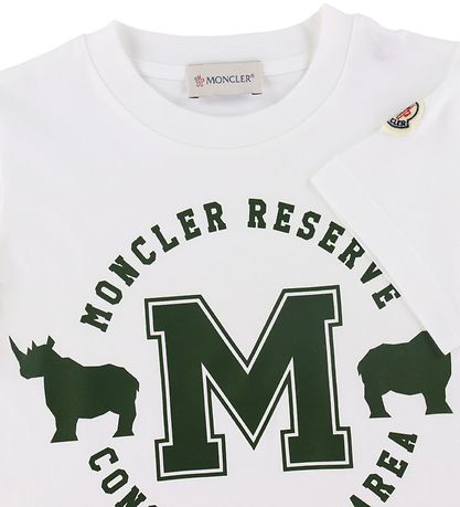 Moncler T-shirt  - Hvid m. Mørkegrøn