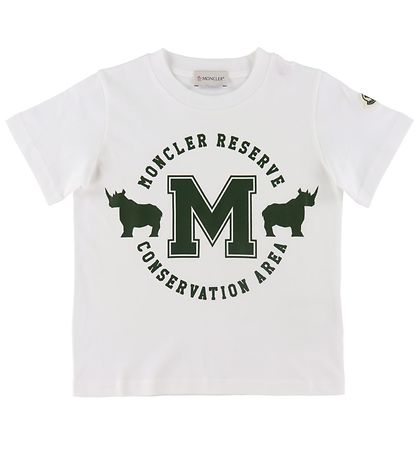 Moncler T-shirt  - Hvid m. Mørkegrøn