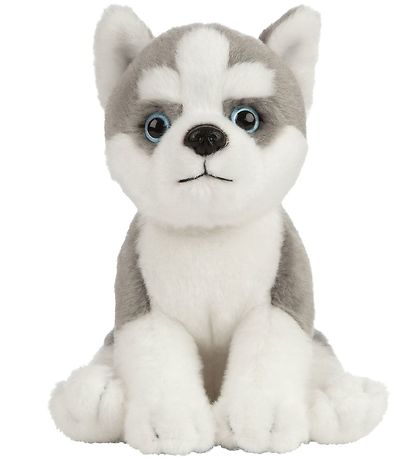 Living Nature Bamse - 17x7 cm - Husky Hundehvalp - Grå/Hvid
