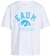 Grunt T-shirt - Pliketon - Hvid m. Blå Print