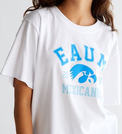 Grunt T-shirt - Pliketon - Hvid m. Blå Print