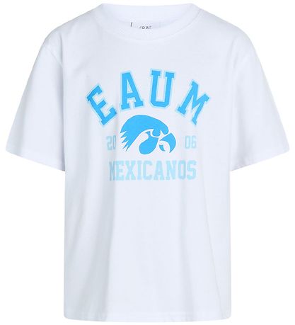 Grunt T-shirt - Pliketon - Hvid m. Blå Print