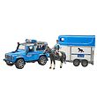 Bruder Bil - Land Rover Politibil m. Hestetrailer - 02588
