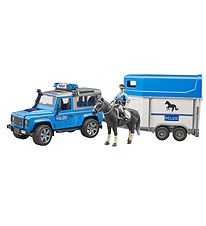 Bruder Bil - Land Rover Politibil m. Hestetrailer - 02588