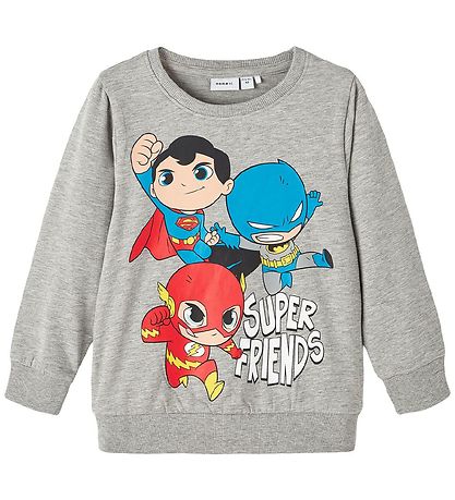 Name It Sweatshirt - NmmJak - Gråmeleret m. Super Friends