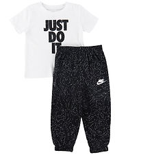 Nike Sæt - T-shirt/Sweatpants - Sort/Hvid