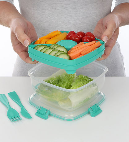 Sistema Madkasse m. Tilbehør - Salad - 1,1 L - Turkis