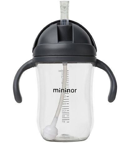 Mininor Kop m. Sugerør - Tritan - 330 ml - Sort Ravn