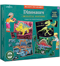 Eeboo Puslespil - Lyser i Mørke - 4x36 Brikker - Dinosaurer 