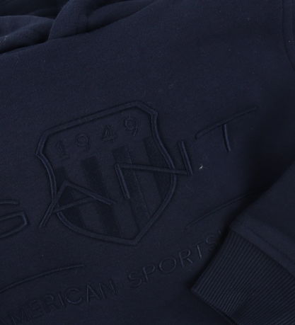 GANT Hættetrøje - Tonal Shield - Evening Blue