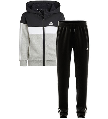 adidas Performance Sweatsæt - Cardigan/Bukser - Sort/Hvid/Grå