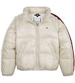Tommy Hilfiger Dynejakke - Global Stripe Puffer - Classic Beige