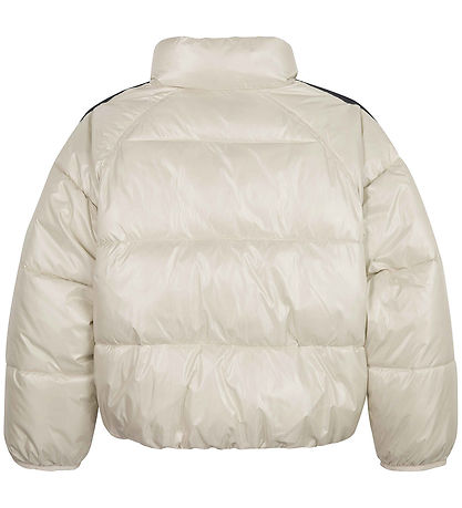 Tommy Hilfiger Dynejakke - Global Stripe Puffer - Classic Beige