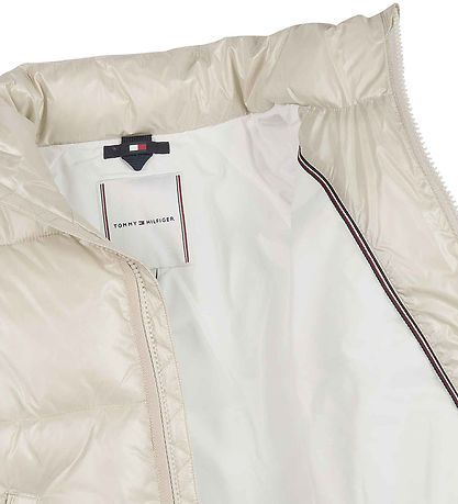 Tommy Hilfiger Dynejakke - Global Stripe Puffer - Classic Beige