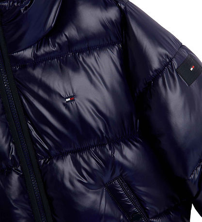 Tommy Hilfiger Dynejakke - Glossy Puffer - Desert Sky