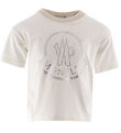 Moncler T-shirt - Off White/Sølv m. Logo