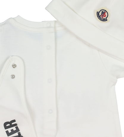 Moncler Sæt - Heldragt/Savlesmæk/Hue - Off White m. Blå