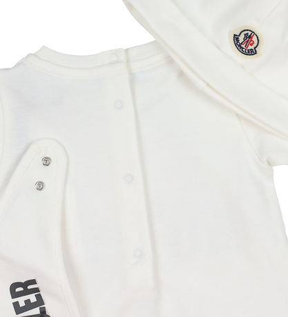 Moncler Sæt - Heldragt/Savlesmæk/Hue - Off White m. Rosa