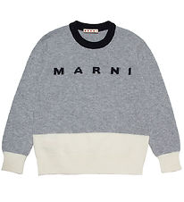 Marni Bluse - Uld - Gråmeleret/Hvid m. Sort