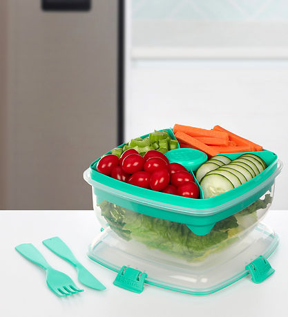 Sistema Madkasse m. Tilbehør - Salad Max - 1,63 l - Turkis