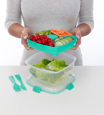 Sistema Madkasse m. Tilbehør - Salad Max - 1,63 l - Turkis