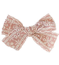 By Stær Hårspænde m. Sløjfe - Franka - 9x4,5 cm - Rosa Broderi A