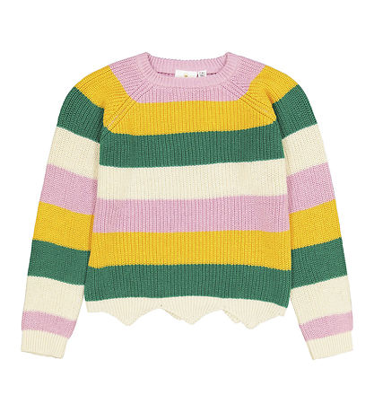 The New Bluse - Strik - TnOlly - Hvid/Grøn/Rosa/Gulstribet