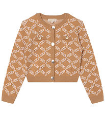 Michael Kors Cardigan - Cropped - Strik - Dark Stone/Hvid m. Møn