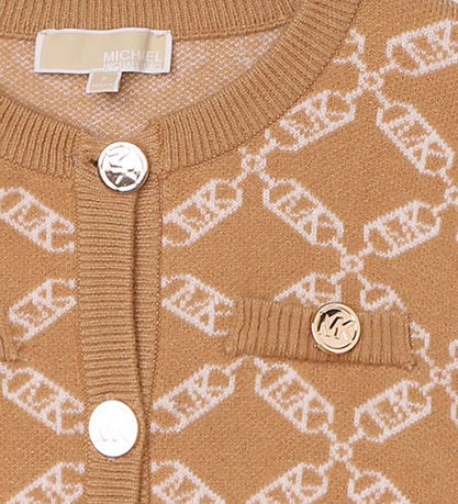 Michael Kors Cardigan - Cropped - Strik - Dark Stone/Hvid m. Møn