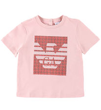 Emporio Armani T-shirt - Rosa/Rød m. Pailletter