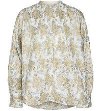 Sofie Schnoor Girls Skjortebluse - Hvid/Lyseblå m. Guld
