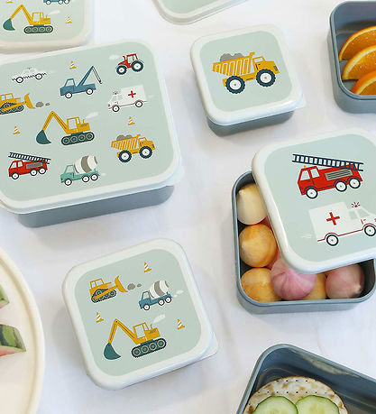 A Little Lovely Company Madkassesæt - 4 stk - Vehicles
