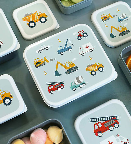 A Little Lovely Company Madkassesæt - 4 stk - Vehicles