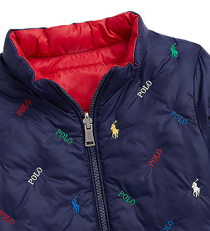 Polo Ralph Lauren Dynejakke - Vendbar - Rød/Navy m. Logoer