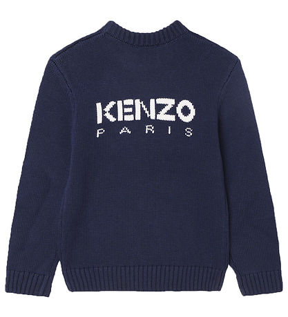Kenzo Bluse - Strik - Navy/Orange m. Blomst