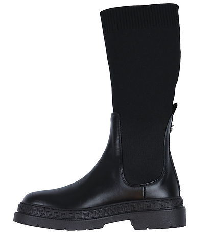 Versace Støvler - Boot Calf - Black/White/Palladium