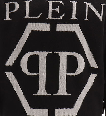 Philipp Plein Bluse - Bomuld/Uld - Sort m. Logo