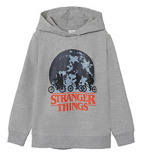 Name It Hættetrøje - NkmArt - Stranger Things - Grey Melange