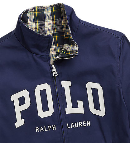 Polo Ralph Lauren Jakke - Vendbar - Blåternet/Navy m. Print