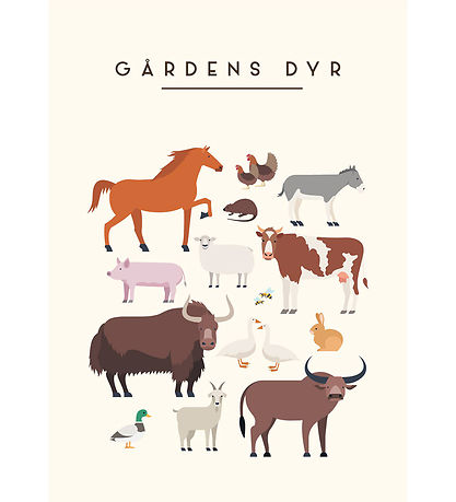 Citatplakat Plakat - Børneplakat - Gårdens Dyr - A3