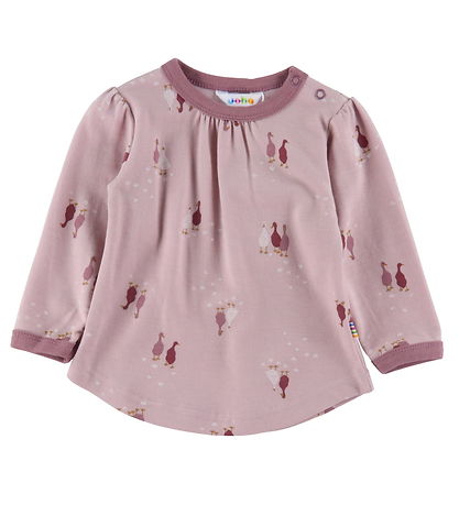 Joha Bluse l/æ - Uld/Bomuld - Light Bordeaux m. Gæs